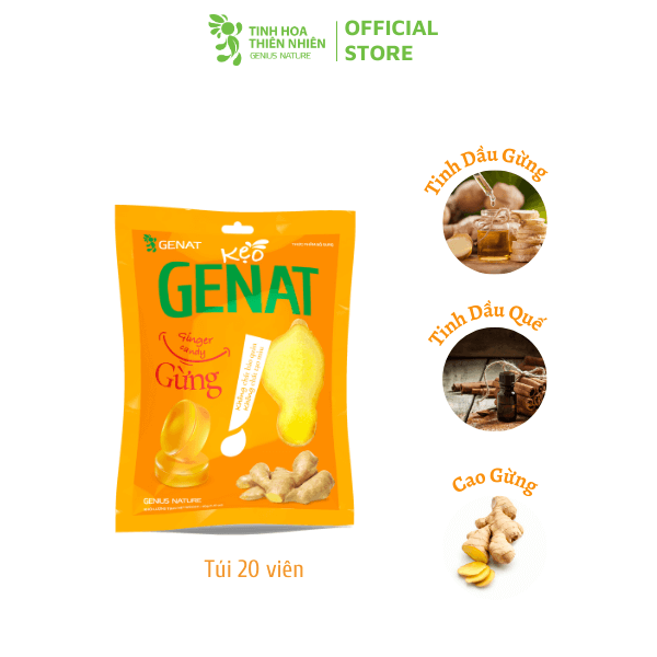 Thực phẩm bổ sung Kẹo ngậm Genat gừng