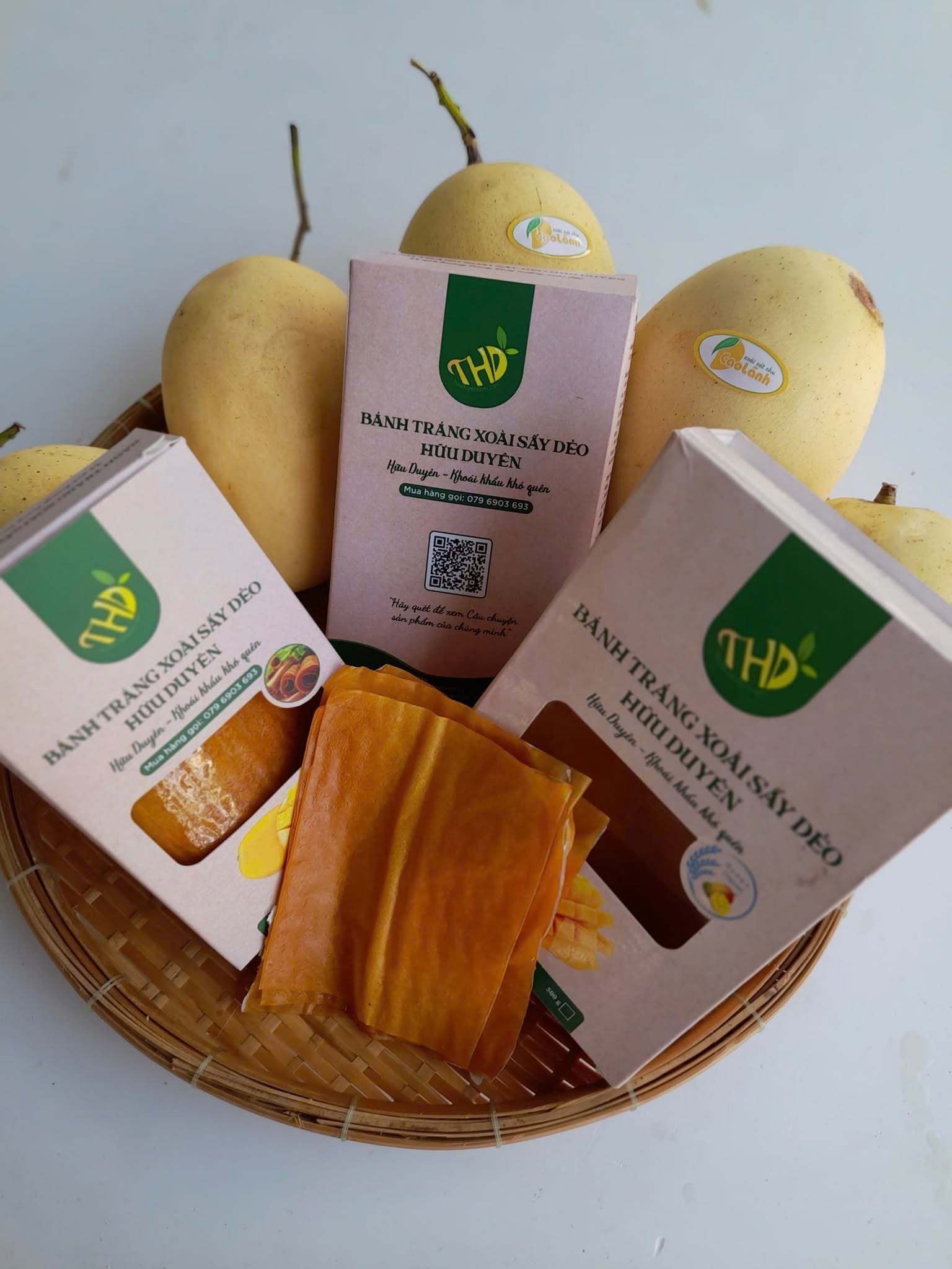 Bánh tráng xoài sấy dẻo Hữu Duyên