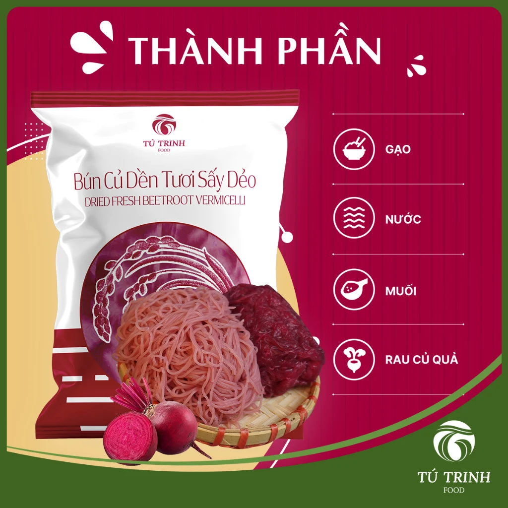 Bún củ dền tươi sấy dẻo