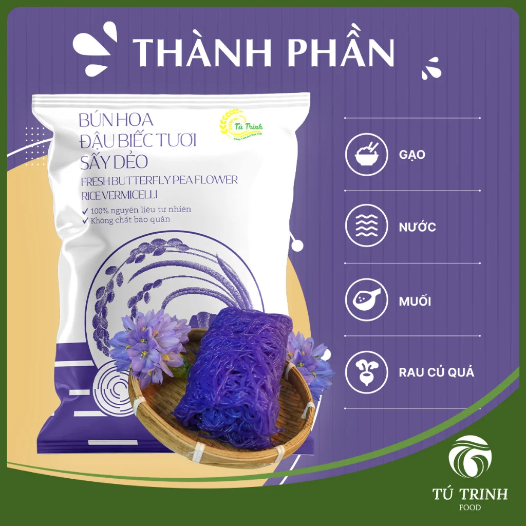 Bún hoa đậu biếc tưới sấy dẻo