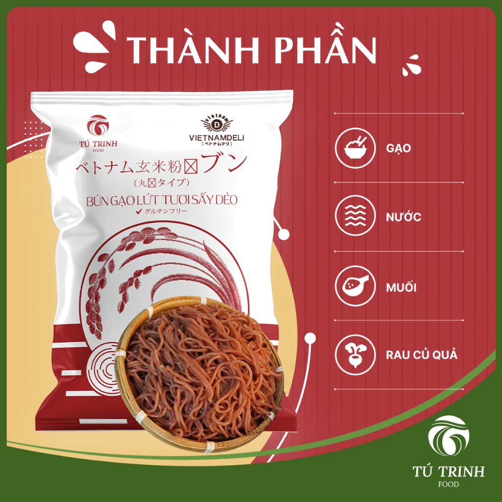 Bún gạo lứt tươi sấy dẻo